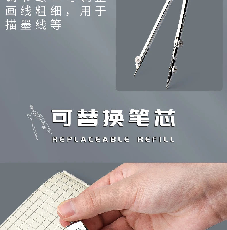 M&G Compass Drawing Tool Metal Geometric Protractor Engineering Protractor Drawing Tool, Suitable for Students and Carpenters