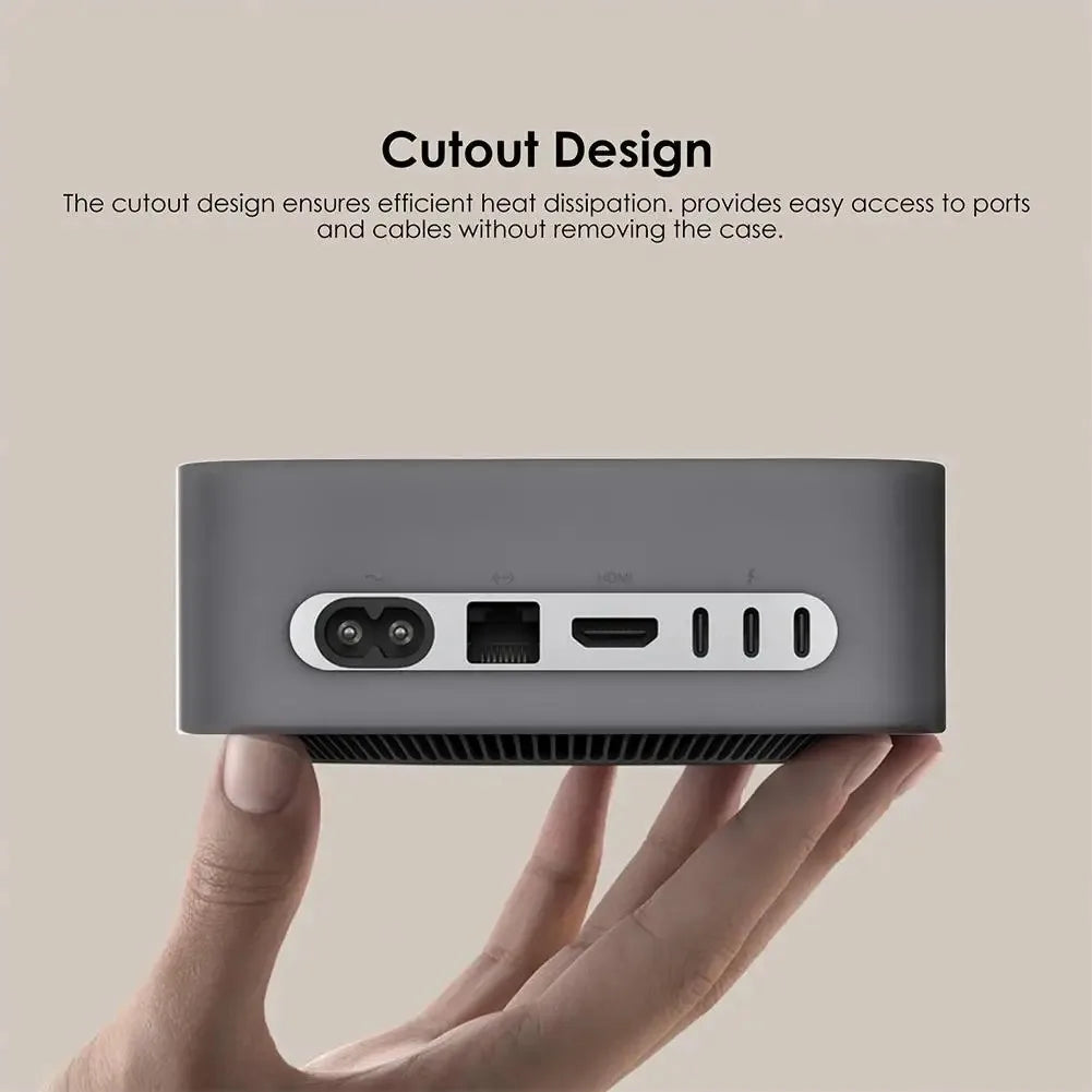 Easy Install Wear-resistant Waterproof Silicone Protective Case for Mac Mini M4/M4 Pro 2024 Precise Opening Dustproof Cover