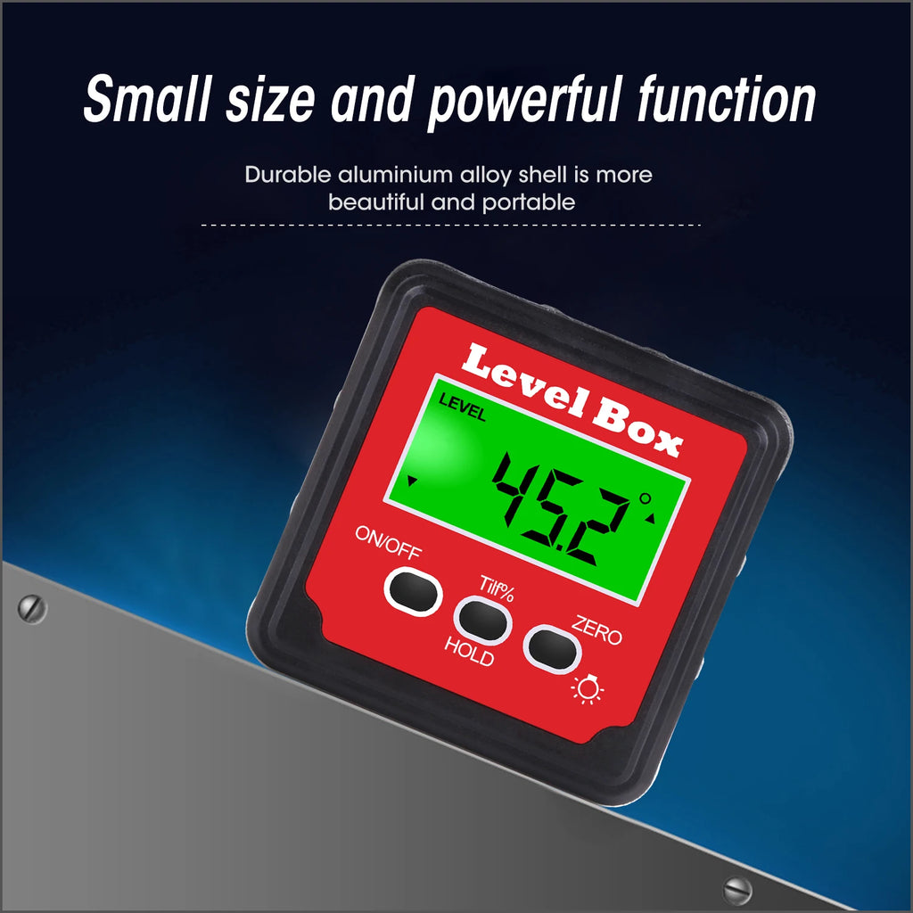 4x90 Degree Precision Digital Bevel Angle Protractor Digital Inclinometer Level Box Bevel Box with Magnet Base