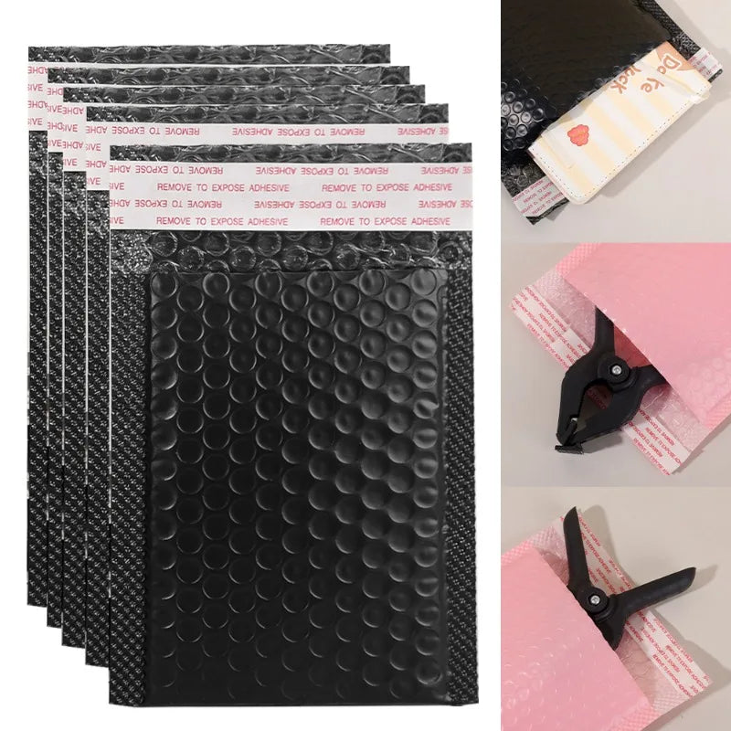 10/50pcs Black Pink Bubble Envelopes Bag Waterproof Foam Adhesive Self Seal Packing Bags Mailers Shipping Storage Organizer Bags