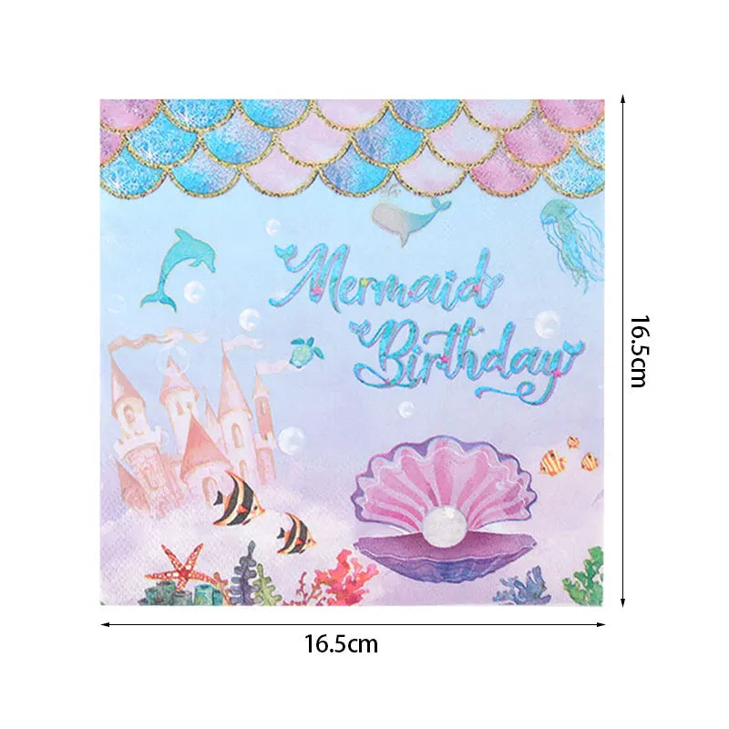 Mermaid Party Decorations Supplies Mermaid Disposable Plates Cup Napkins Set for Girls Baby Shower Mermaids Princess Birthday