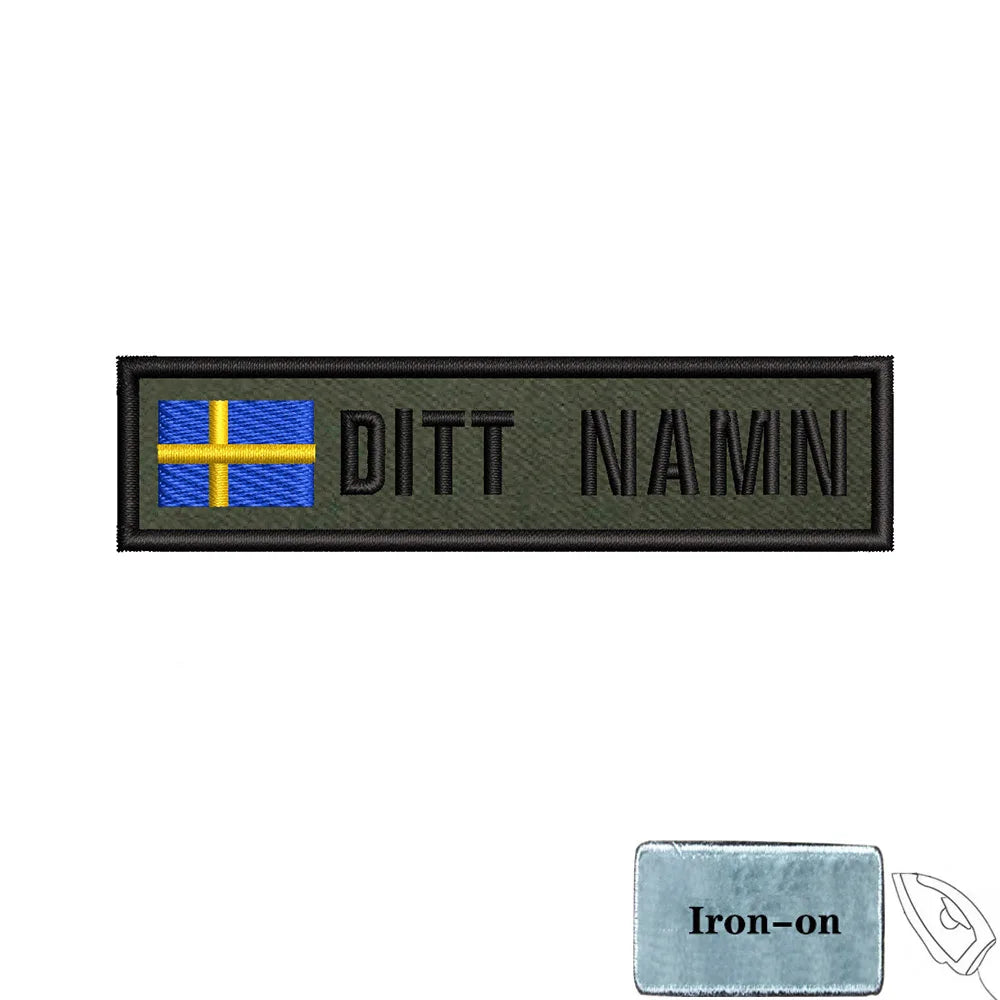 1PC 10cmX2.5cm Custom Name Flag Patch Stripes Badge Iron On Or Hook Loop Estonia Austria Bulgaria Hungary Romanian Ireland green