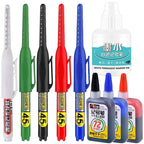1-12 PCS 45mm Tip Waterproof Long Head Marker Pen Quick-Dry Ink for Woodworking Construction, Deep Hole White Black Red Blue