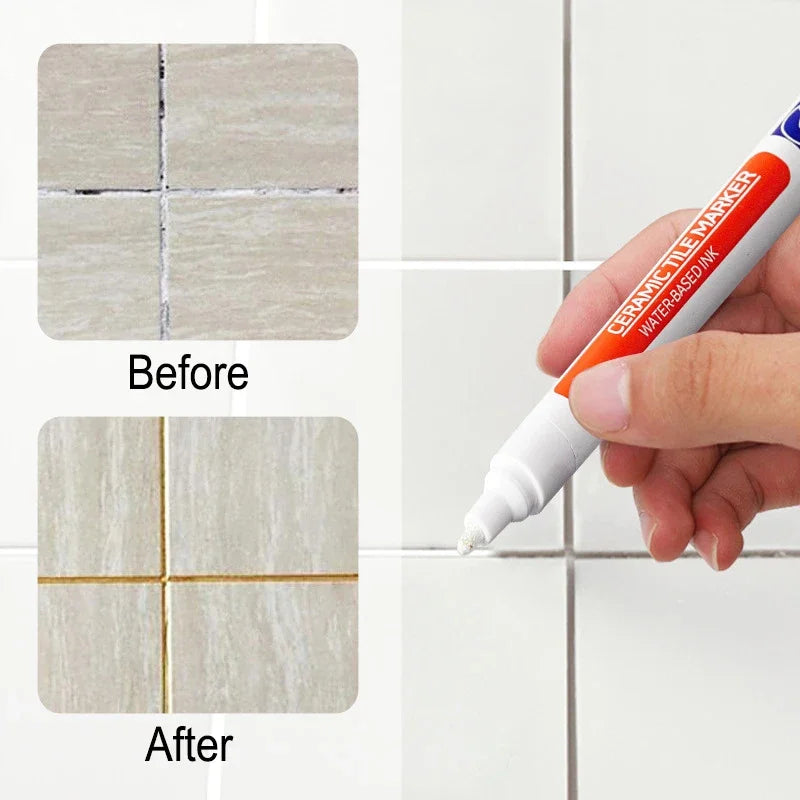 White Waterproof Tile Marker Grout Pen Wall Seam Repair Tool for Bathroom Floor Decontamination Tile Seaming