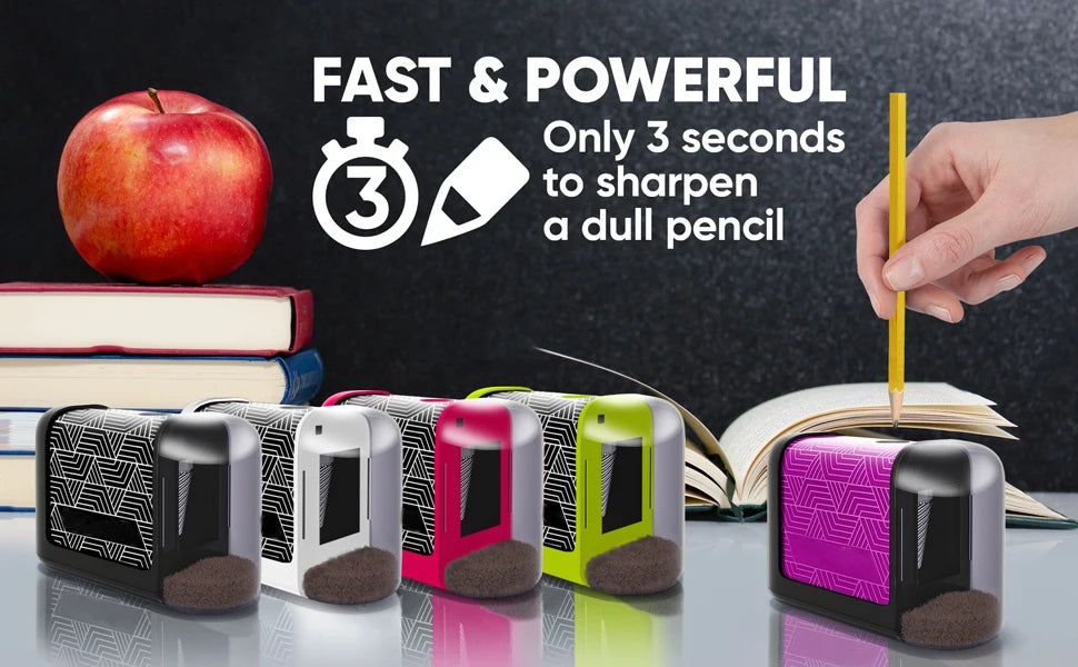 Battery-Operated Electric Pencil Sharpener for Kids, School, Home, Office - For No. 2 Pencils and Colored Pencils