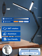 Double Head LED Desk Lamps Led Computer Monitor Light Stepless Dimmable USB Table Lamp for Office Study Reading Lighting Fixture