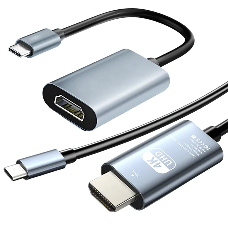 Aluminum Shell USB C to 4K@30Hz HDMI-compatible Display Adapter Cable Compatible with Thunderbolt5/4/3 Laptops i/phone16/15