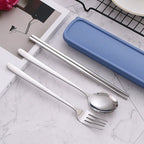 3pcs 410 Stainless Steel Portable Cutlery Set Mirror Polished Edge Rounded Comfortable Knife Fork And Spoon Three Piece Set