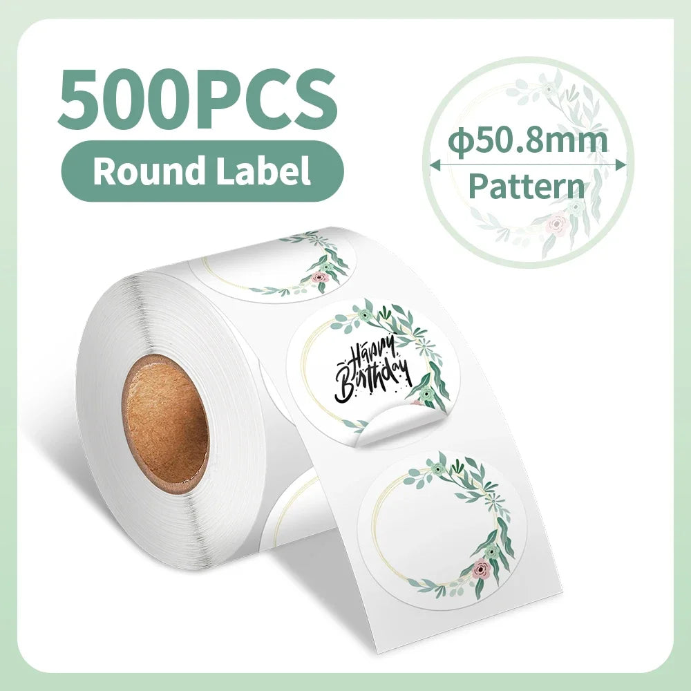 500-1000 Pcs Phomemo Thermal Label Paper Round Sticker Waterproof Label for Gift Kids Stickers School Supplies for 241 Printer