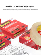 3M Scotch Transparent Tape 600 Tape 600P Ink Adhesion Test Tape Large Roll 19/12.7Mm Packing Home Office Use