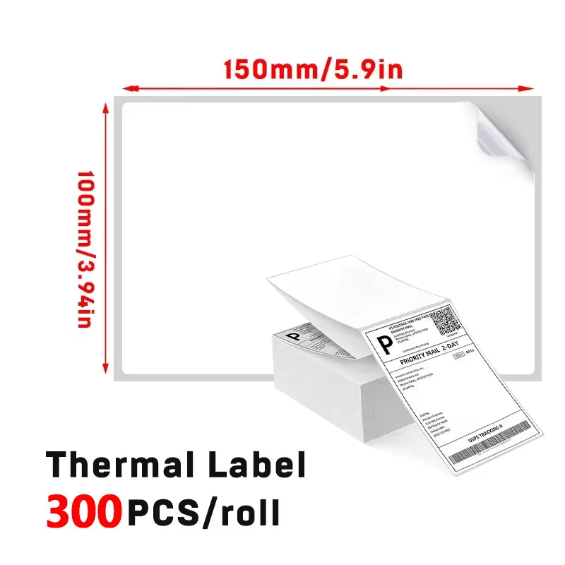 4x6 Inch Thermal Shipping Label Paper 100/200/300/500PCS Adhesive Paper For Express Waybill DHL UPS Express Barcode All-Purpose