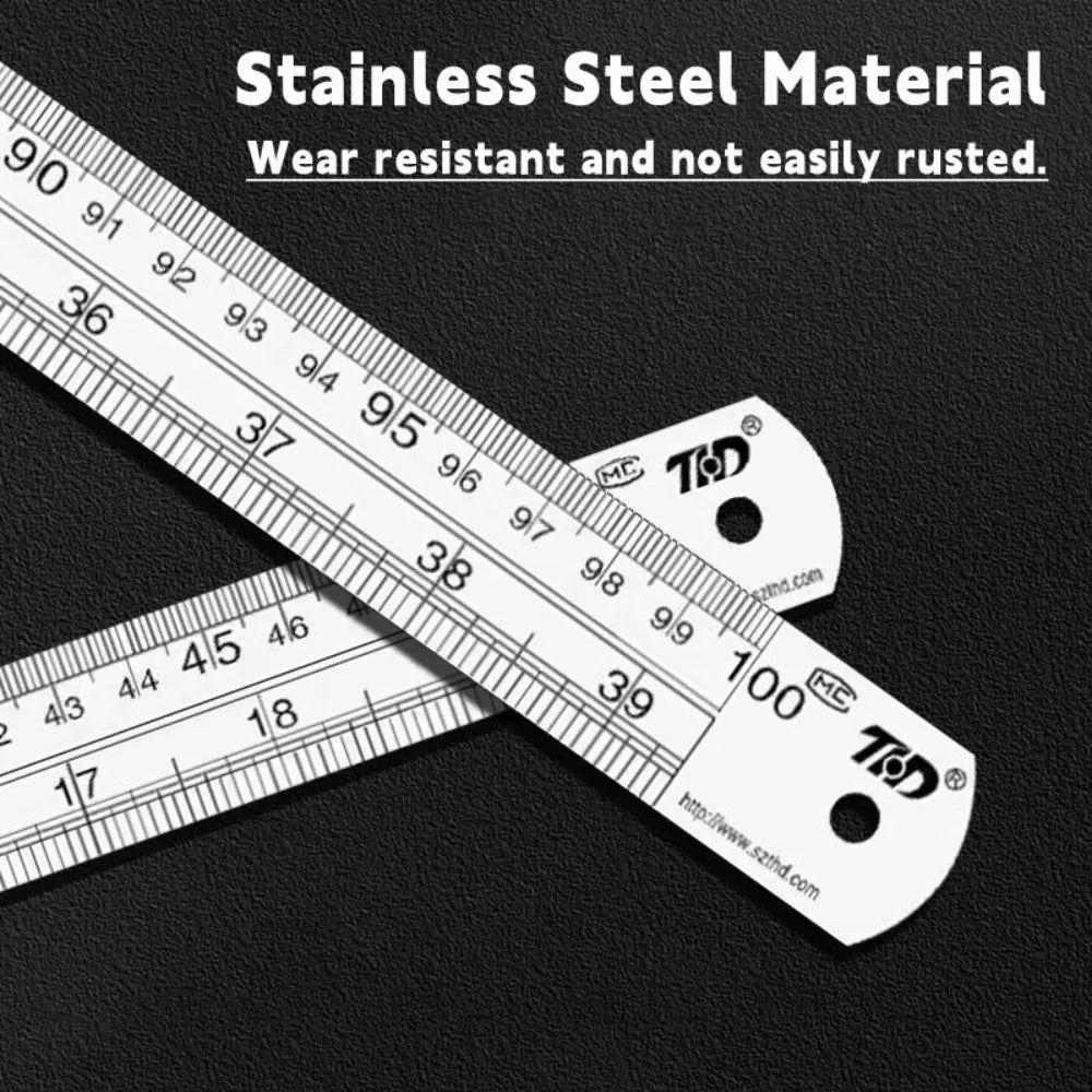 15/20/30/40/50cm Stainless Steel Ruler Double Side Scale Stainless Steel Straight Ruler Thickening Engineer Grade Measuring Tool