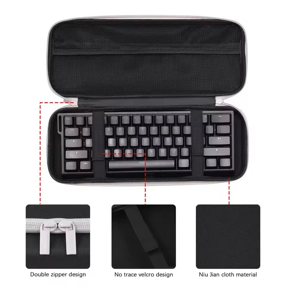 Chosfox Protable Keyboard Storage Bag Large Capacity Mechanical Keyboard Bag 60/61/64 Thickened Fabric Waterproof Protect Bag