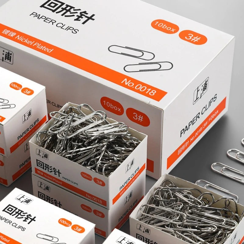 100Pcs Nickel-Plated Paper Clips Rust-Proof Thickened Office Supplies for Organizing And Binding