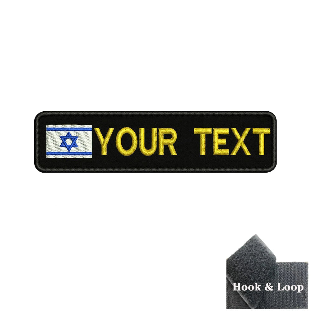 1PC 10cmx2.5cm Israel Flag Custom Personalized Name number Patch Stripes Badge tags Armband Iron On Or Hook Loop embroidered