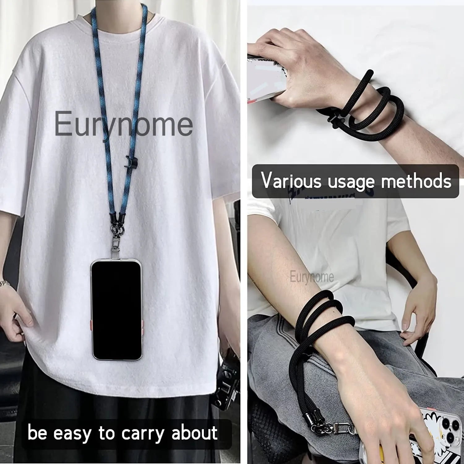 Phone Lanyard Adjustable 1 Cm Diameter Outdoor Universal Case Crossbody Shoulder Card Neck Cord Clip Hang Anti-lost Wrist Strap