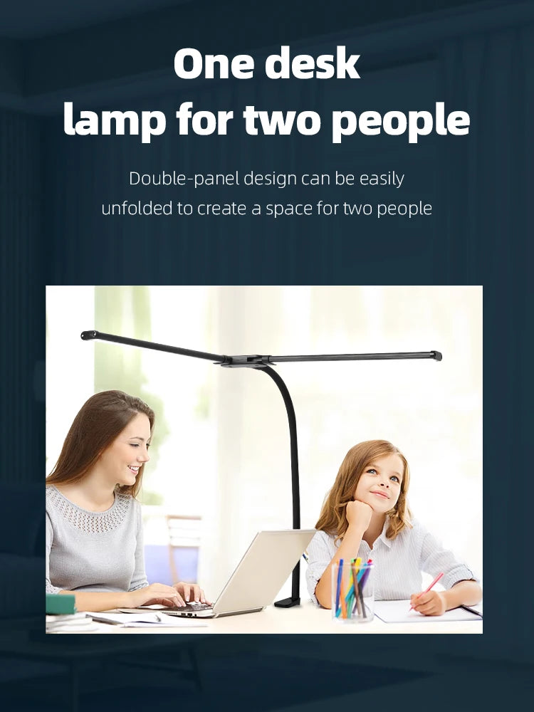 Double Head LED Desk Lamps Led Computer Monitor Light Stepless Dimmable USB Table Lamp for Office Study Reading Lighting Fixture