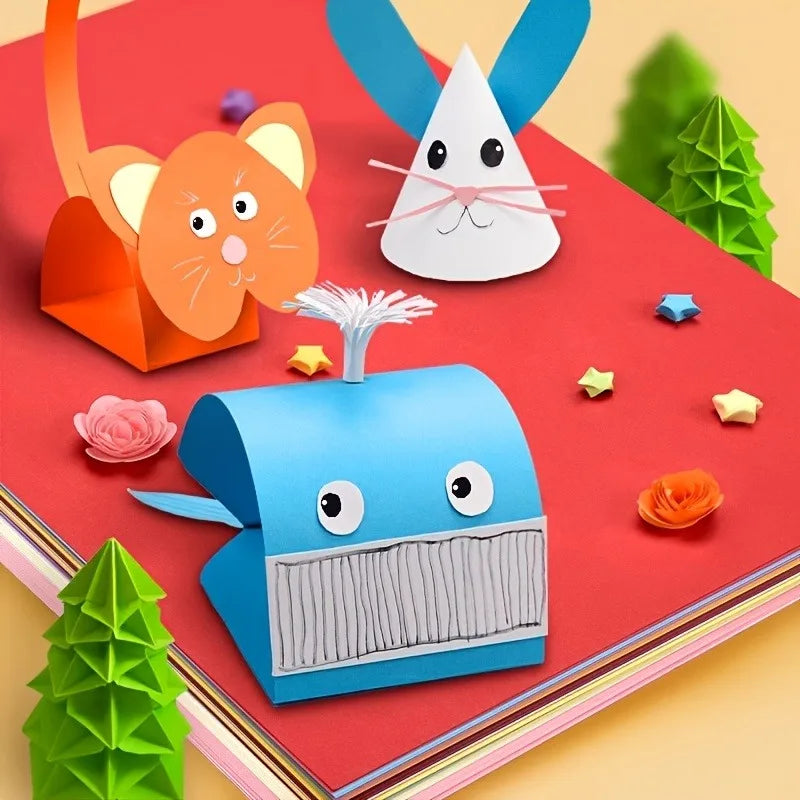 100 randomly colored creative DIY papers, suitable for origami, scrapbooks, party decorations and school handicraft projects