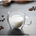Double Layer Transparent Glass Cup High Borosilicate Glass Juice Milk Heat-Resistant Coffee Cup Round Egg Shape with Handle
