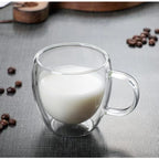 Double Layer Transparent Glass Cup High Borosilicate Glass Juice Milk Heat-Resistant Coffee Cup Round Egg Shape with Handle