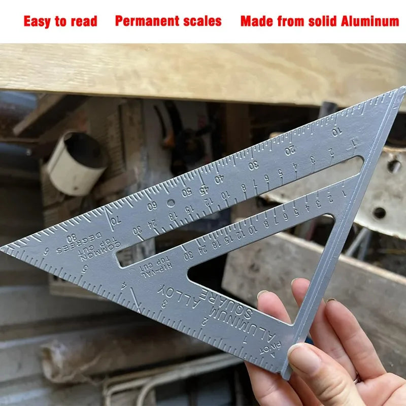 New Angle Ruler Square Woodworking Tools 1pcs 7Inch Triangle Ruler Measurement Tool Aluminium Alloy Carpenter Tools Inch Metric