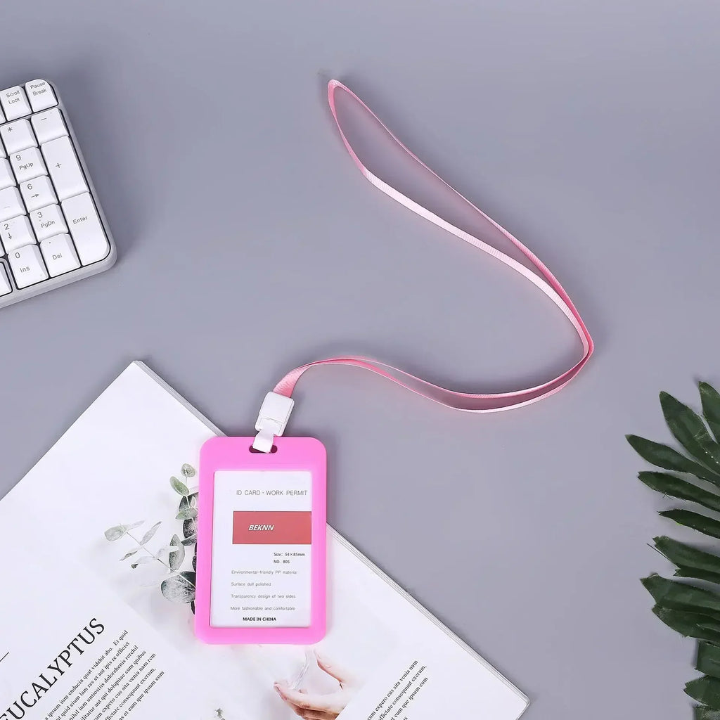 Lanyard Card Covers Women Men Work Permit Holder Credit Card Holder Neck Strap Students Kids Bus Cards Case ID Card Holder