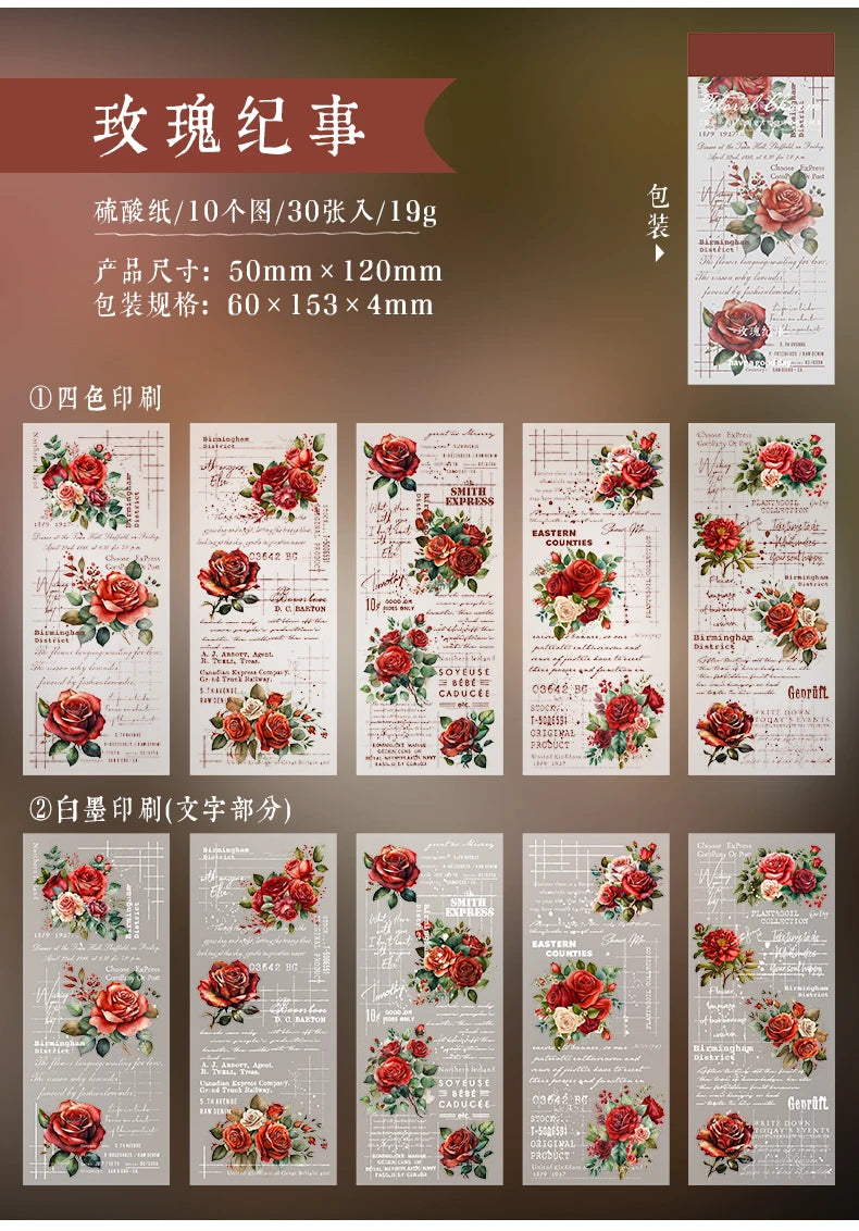 JIAMEI 30pcspack Floral Litmus Paper Materials Paper Decor Junk Journal DIY Scrapbooking Translucent Craft Aesthetics Paper