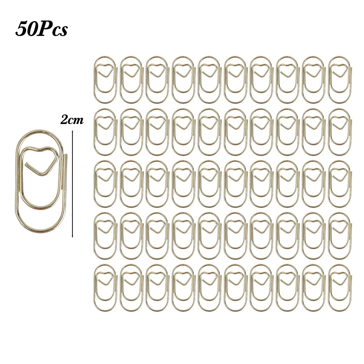 50/100Pcs 20mm Mini Metal Paper Clip Gold Heart Shape Clip Bookmark Binder Invoice PaperClips Office Supplies Student stationery