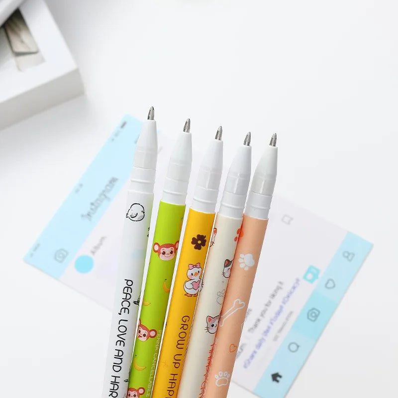 4/8pcs Colors Erasable Gel Pens with Erase Ink Cute Animal Pen Colours 0.5mm/0.7mm Tip Fine Ballpoint Pen for School Office Gift