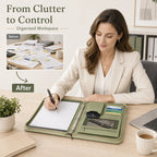 A4 Zippered Portfolio Organizer with 3-Ring Binder, Tablet Sleeve, Card Slots, Phone Pocket and Memo Pad