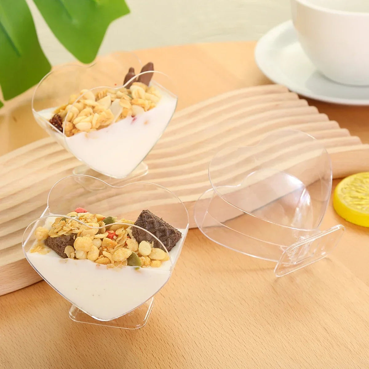 10pcs-Plastic dessert cup, heart-shaped mousse cup, pudding cup, heart-shaped Jelly cup, Tiramisu cup