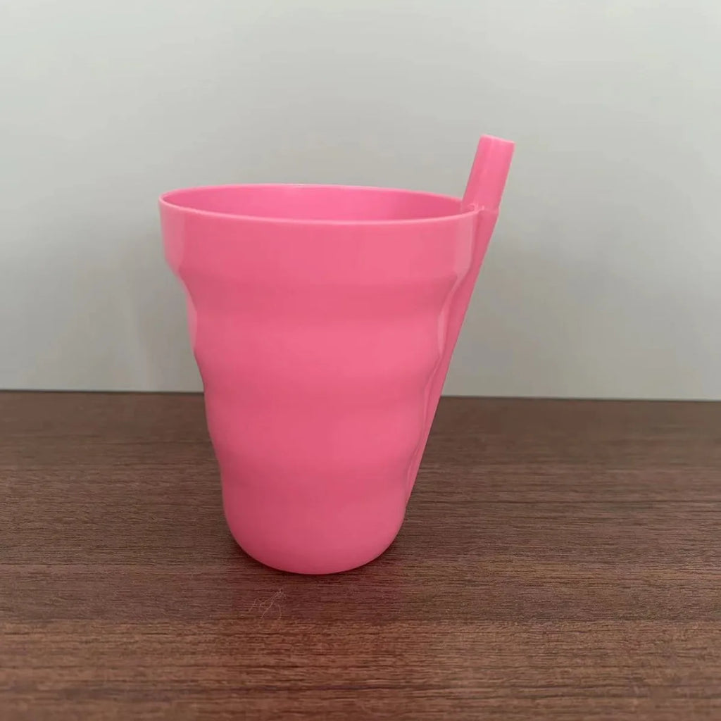 10OZ Cups for Kids Built In Straws for Everyday Use Stackable BPA Free Plastic Sip-A-Cup Drink Tumblers for Water Juice Milk