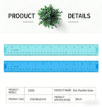 Deli 6209 Flexible Ruler, Bendable 30cm Plastic Straight Ruler, High Toughness Student Office Measuring Tool