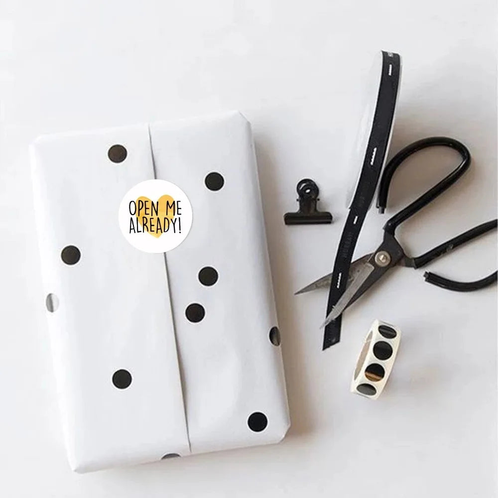 50-500Pcs“Open Me Already" Stickers 1inch Thank You Sticker For Gift Box Decoration Stationery Envelope Postcards Sealing Labels