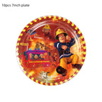 108*180cm Fireman Sam Party Supplies Disposable Tablecloth Firefighter Plastic Table Cover Fire Truck Birthday Decoration
