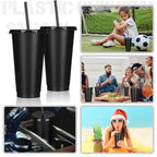 5pcs 24oz PP Colorful Straw Cup Large Capacity Milk Tea Cup for Iced Coffee Cold Drinks Travel Office Party