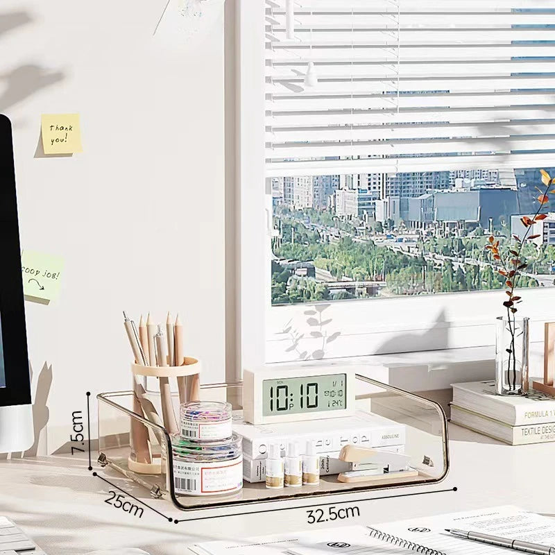 Multi-Purpose Desktop Organizer with Stackable Design, Sturdy Storage Box for A4 Files & Stationery