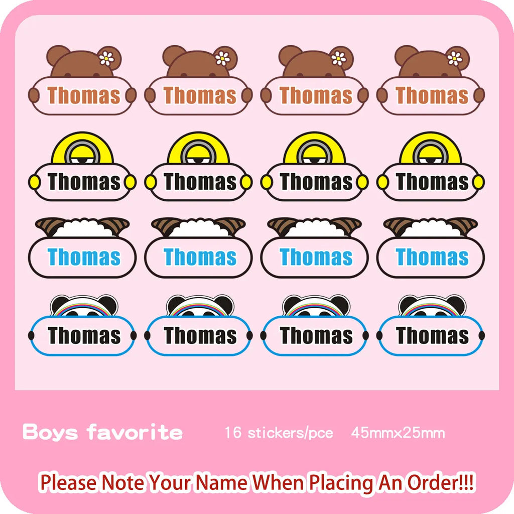 Custom Heat Transfers Name Sticker Personalized Washable Clothes Ironing Stickers Iron-on Labels Fabric Clothing Babysuit Tags