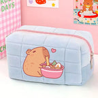 Cute Capybara 1pc pink blue Pillow Design Cosmetic Bag Pencil Case Pen Pouch Large-capacity Student Storage Pencil Case gift