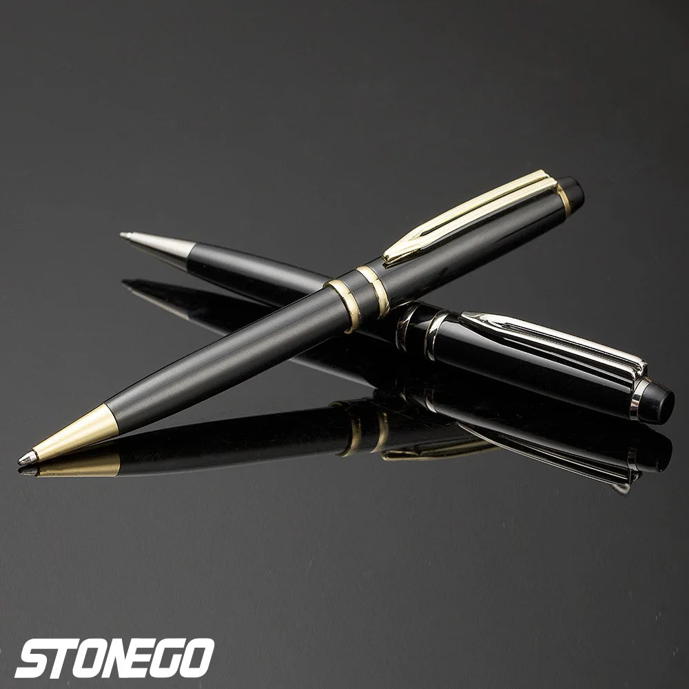 STONEGO Capless Ballpoint Pen, Simply Twist Roller Ball Pen Black Gel Ink Medium Point 1.0mm Smooth Writing Signature Pens