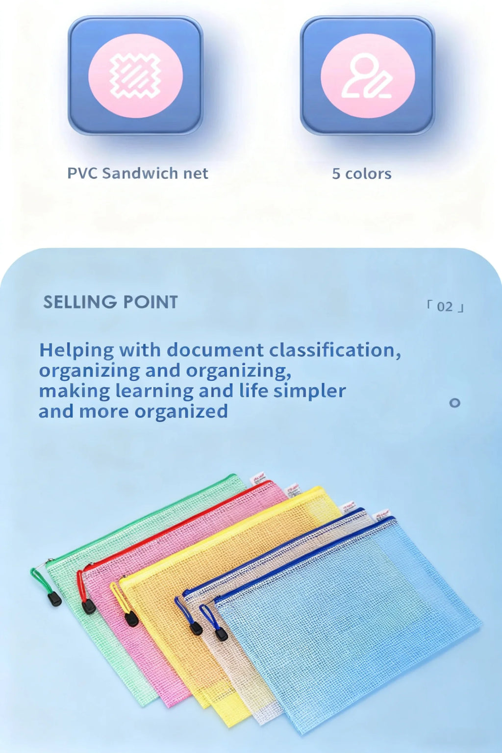 Zipper Documents Bag A4/A5 Plastic Folders A3 Transparent Waterproo File Organize Storage Bag School Office Stationery Supplies