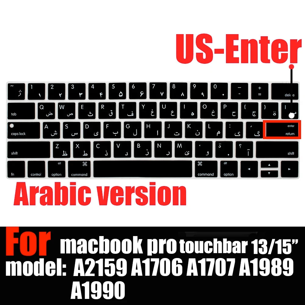Keyboard Cover Skin for MacBook Pro with Touch Bar 13" and 15" ( Model Number A2159 A1706 A1707 A1989 A1990, 2016-20129 Release)