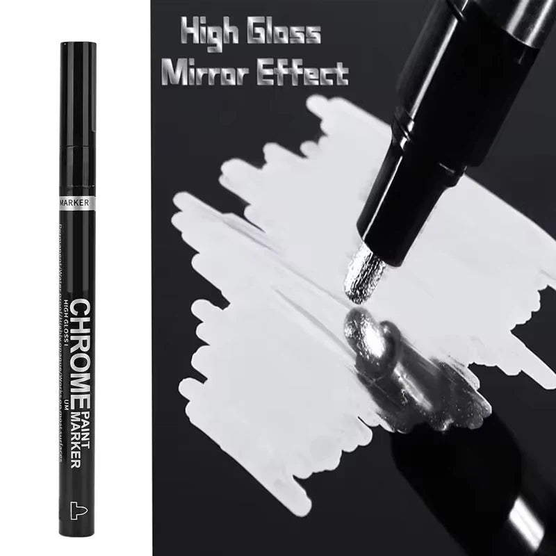 5/1pcs Chrome Pen Marker Mirror Waterproof Paint Repair For Rock Ceramic Glass Metallic Gold/Silver 2mm Nib