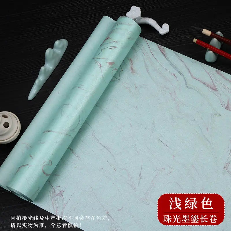 Sumi Art Wax Dye Pearlescent Ink Colorful Half Ripe Rice Paper Xuan Paper Scroll Multicolor Brush Calligraphy Creation Work Roll