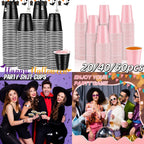 20-60Pc 2oz Mini Party Shot Cups Plastic Black Pink Disposable Birthday Party Wedding Cup for Beer Drinks Soda Punch Water Cups