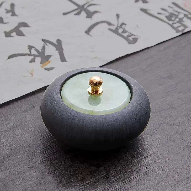 Small Natural Stone Inkstone Jade Mini Ink Stone Chinese Style Calligraphy Practice Inkstone Vintage Practical Ink Cartridge