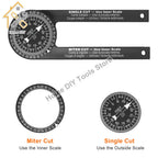 Woodworking Scale Mitre Saw Protractor 360° Angle Level with Pencil Carpenter Angle Finder Measuring Ruler Meter Gauge Tools