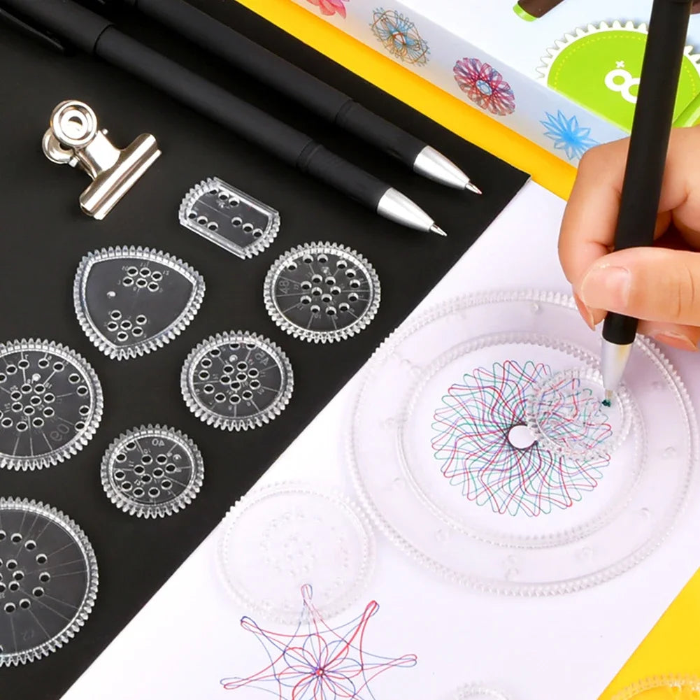 22pcs Spirograph Ruler Set Geometric Ruler Mathematical Roulette Drawing Tools Learning Painting Creative Educational Art Tool