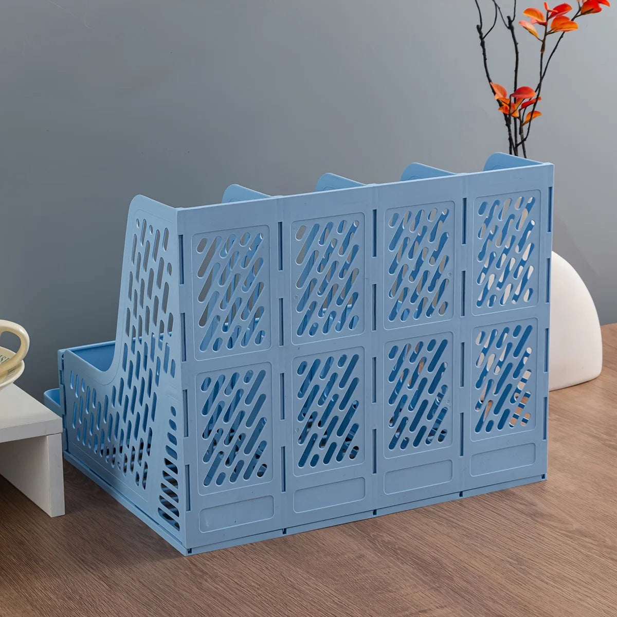 Multi-Layer A4 Document Holder Rack, PP Material Desk Organizer with Storage Box and Bookshelf for Office Supplies, File Rack
