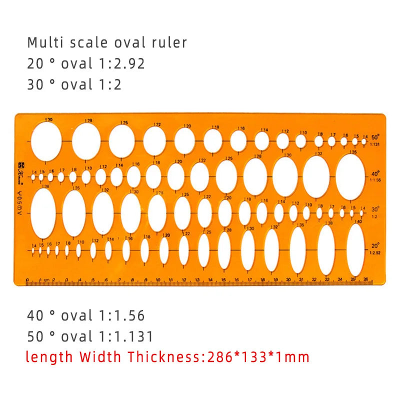 Template Measuring Ruler Circular Oval Ruler Durable K Resin Drawing Design Furniture Architect Template Drafting Ruler